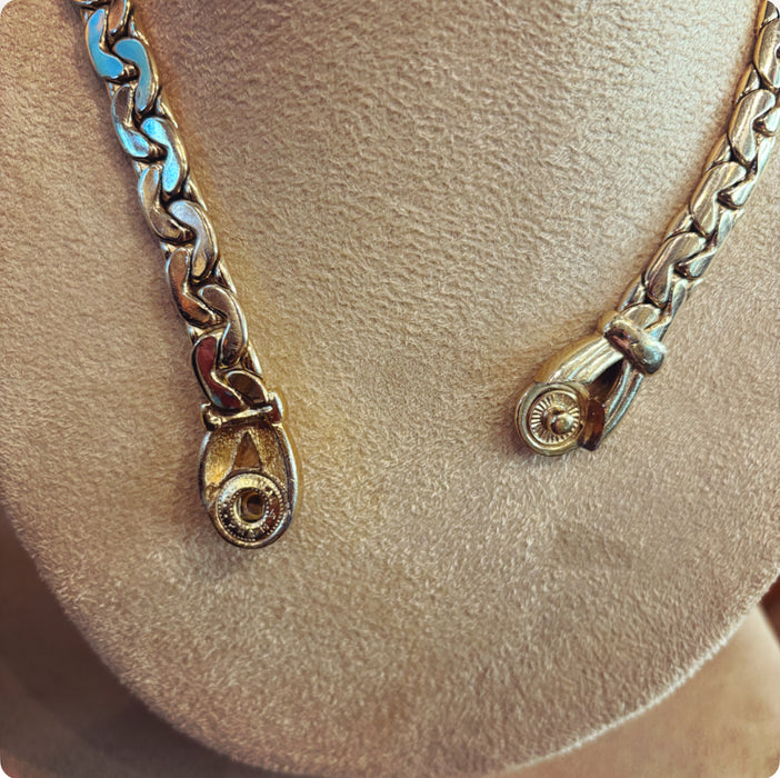 Grosse gold flat chain link necklace