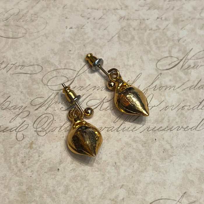 Vintage Gold Plated and Pearl Drop Earrings Pierced Cala Lily