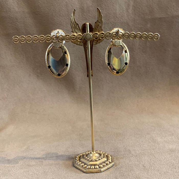 Vintage  pierced Door Knocker Gold Earrings