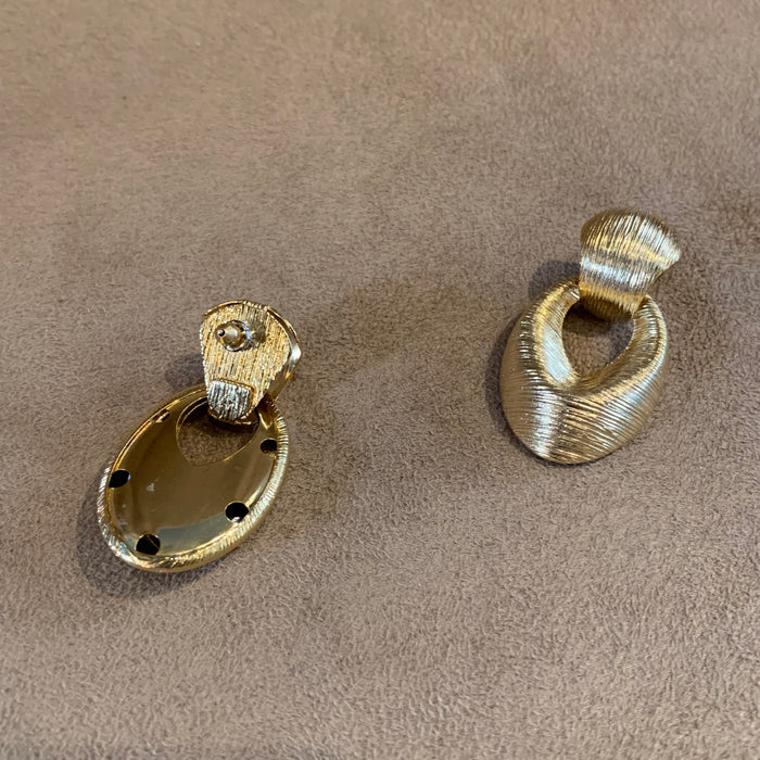 Vintage  pierced Door Knocker Gold Earrings