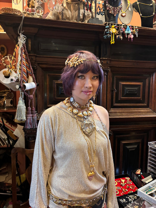 ヴィンテージ（YSL）ゴールドビーズのパールネックレス2本セット Vintage Yves Saint Laurent Pearl Necklace