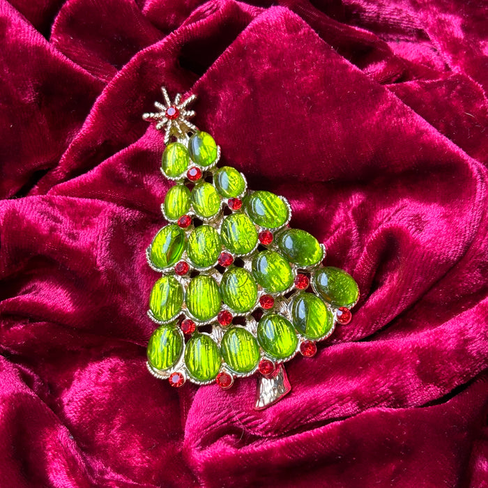 Olive Green Christmas tree brooch
