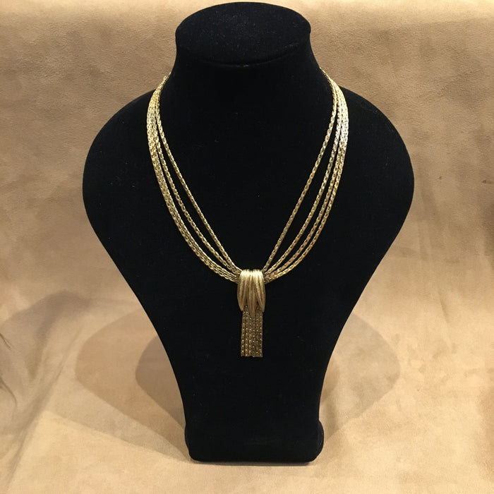 Vintage Gold Tassell Necklace 1970