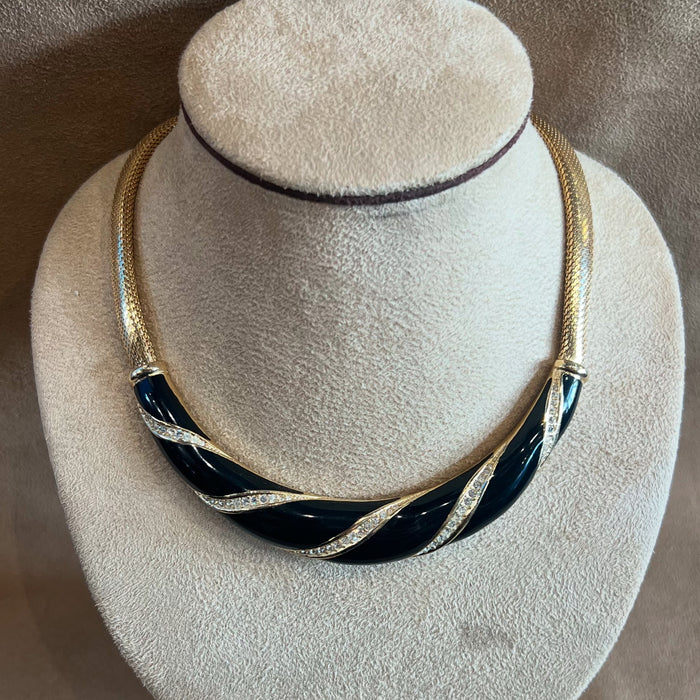 Grosse Vintage Black Enamel Necklace