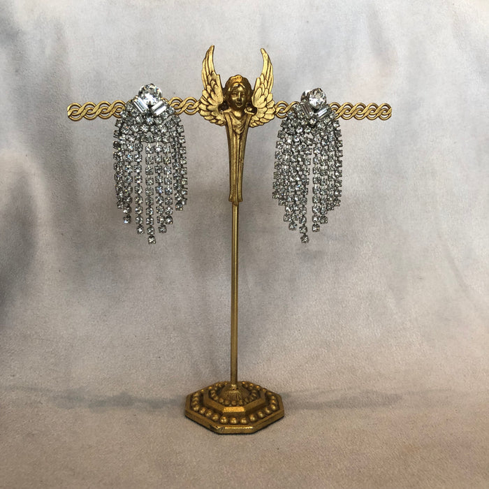 Weiss clear crystal chandelier clip on earrings