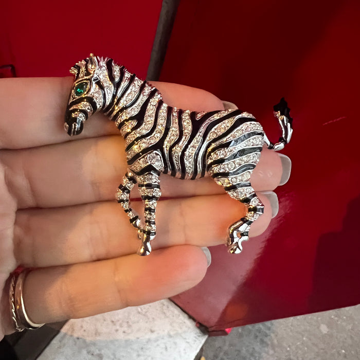 Vintage Zebra Brooch By Cabouchon 1980s