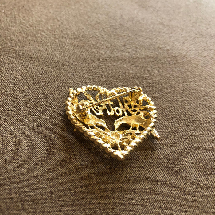 Gold Heart Mother brooch