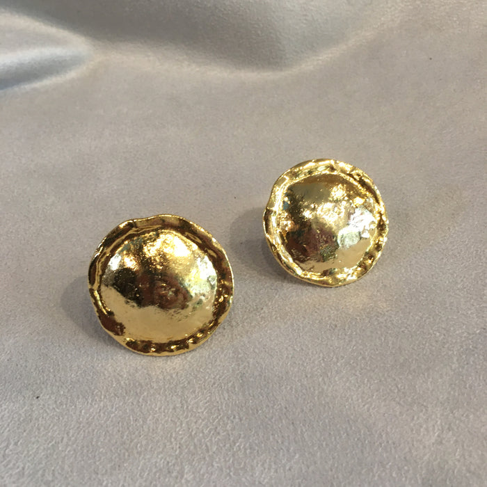 Vintage Gold Plated Round Clip on Earrings
