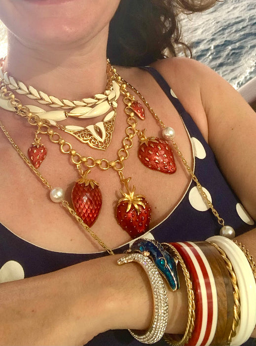 Pre- Sale: Strawberry Necklace Red Enamel Gold