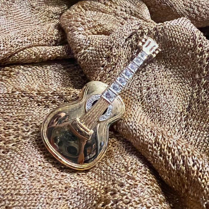 Gold Guitar Brooch by Cabouchon
