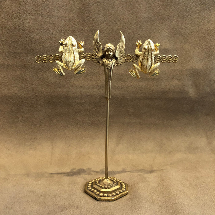 Vintage large  Gold Frog Clip on Earrings