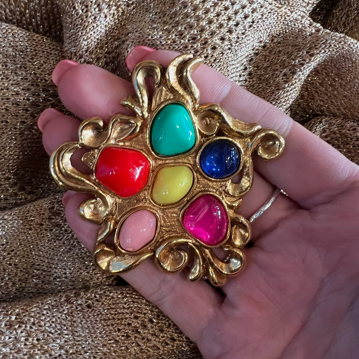 Christian Lacroix Gold And Multicoloured Stones