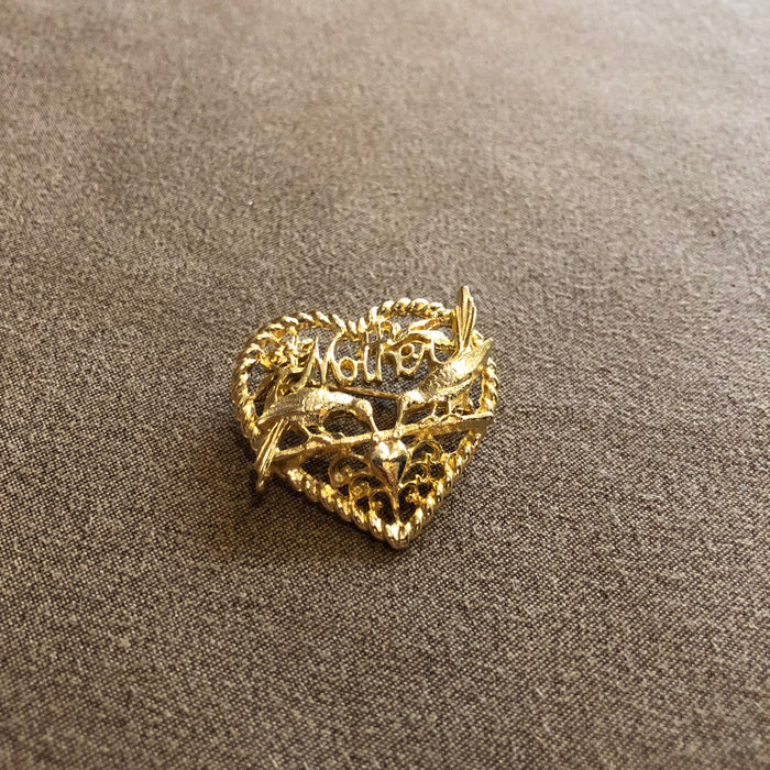 Gold Heart Mother brooch