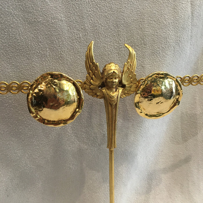 Vintage Gold Plated Round Clip on Earrings