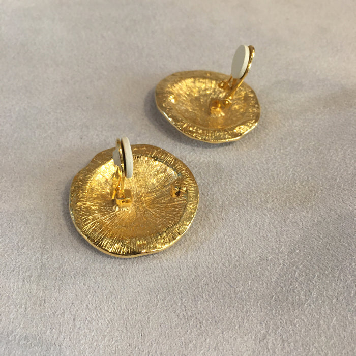 Vintage Gold Plated Round Clip on Earrings
