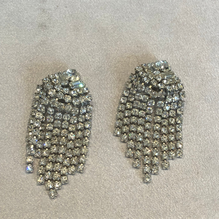 Weiss clear crystal chandelier clip on earrings