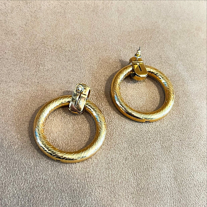 Vintage Door Knocker Gold Earrings