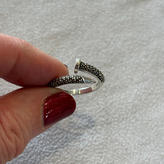 Silver Marcasite Nail Ring