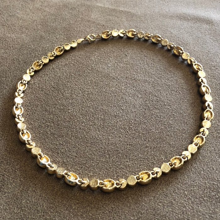 Sapphire blue clear crystal oval tennis necklace Vintage