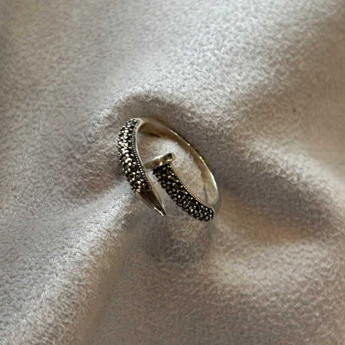 Silver Marcasite Nail Ring