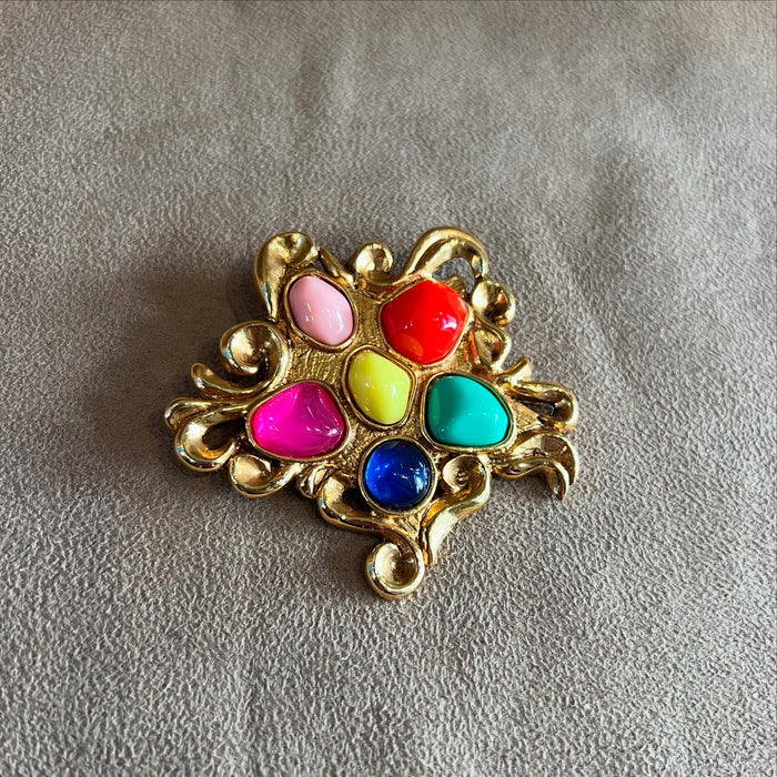 Christian Lacroix Gold And Multicoloured Stones
