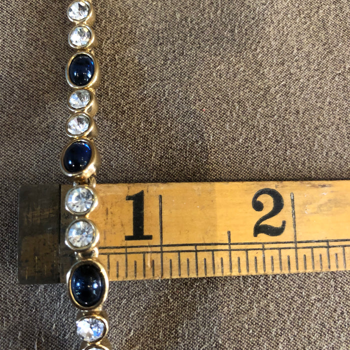 Sapphire blue clear crystal oval tennis necklace Vintage