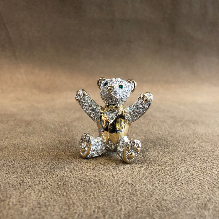 Sparkly Teddy Bear Brooch Pin