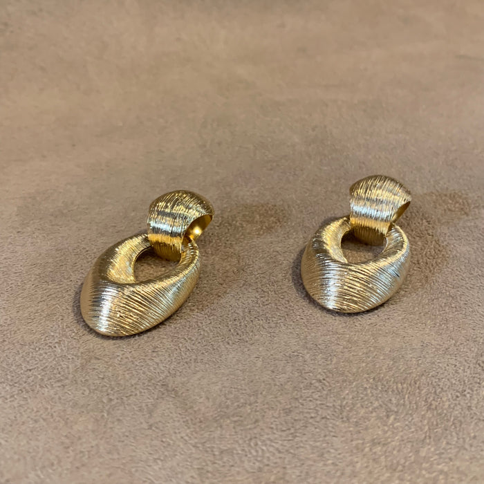 Vintage  pierced Door Knocker Gold Earrings