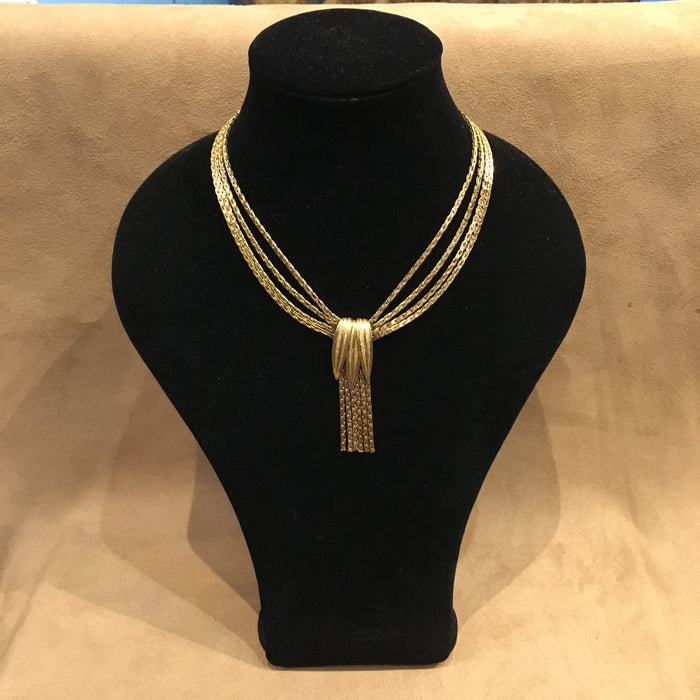 Vintage Gold Tassell Necklace 1970