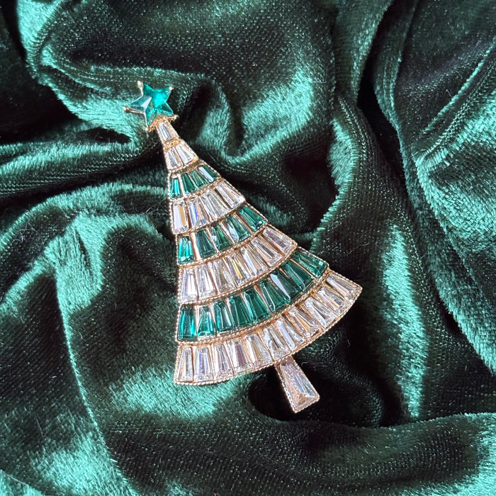 Art deco Style Green Christmas tree brooch