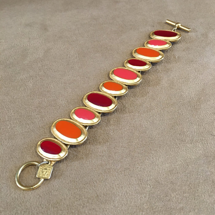 Anne Klein Orange Red Enamel Statement Bracelet