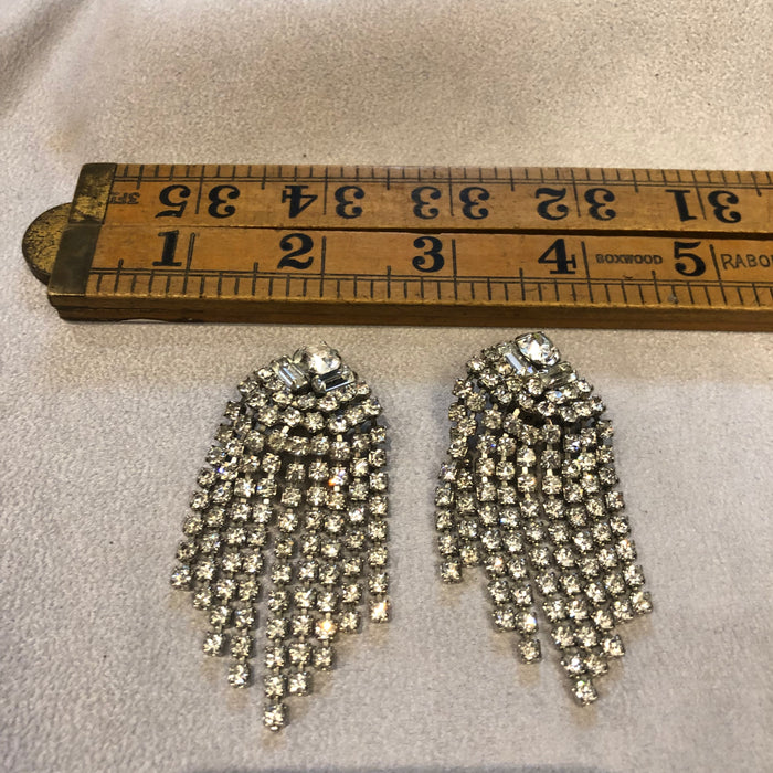Weiss clear crystal chandelier clip on earrings