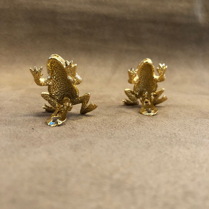 Vintage large  Gold Frog Clip on Earrings