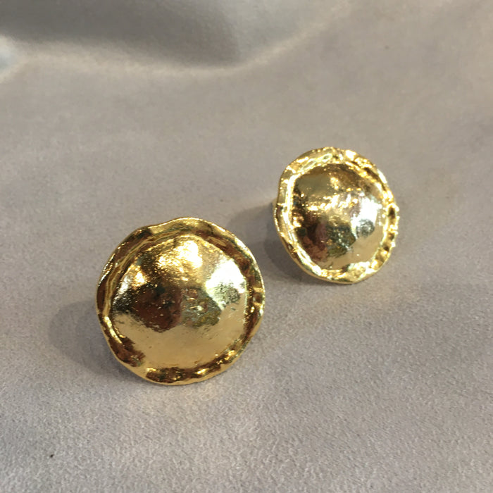 Vintage Gold Plated Round Clip on Earrings