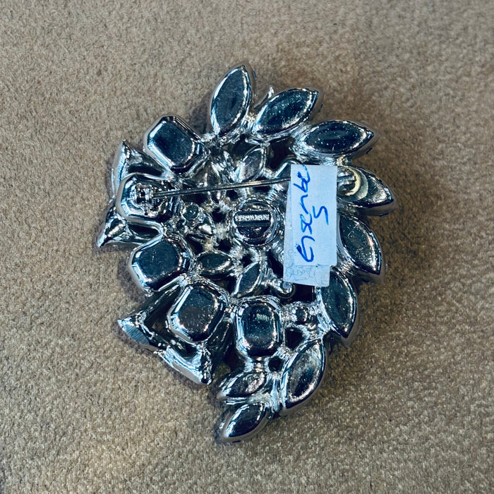 Eisenberg vintage clear leafy diamante brooch