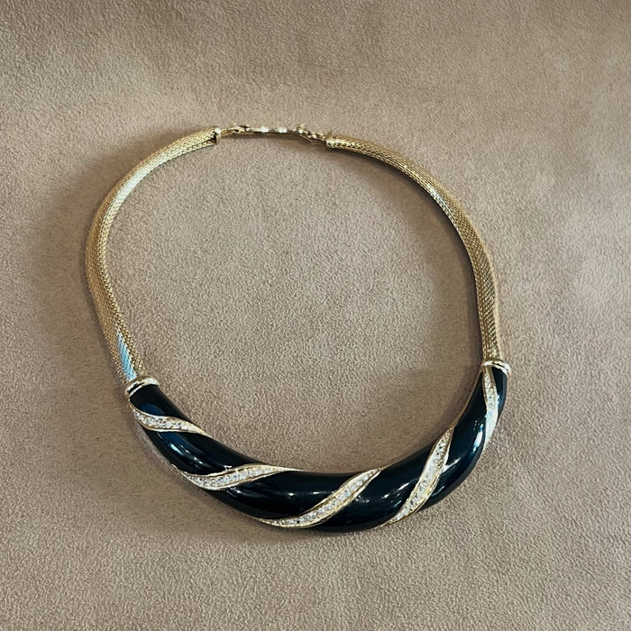 Grosse Vintage Black Enamel Necklace