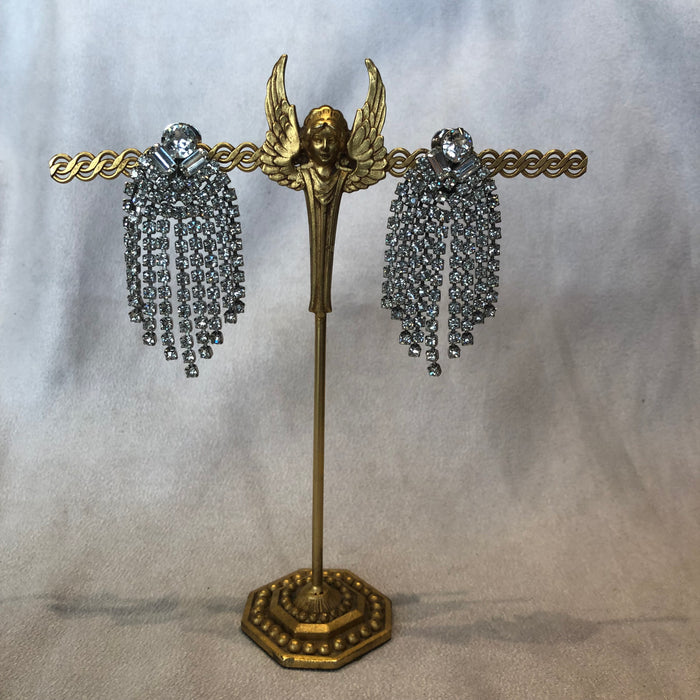 Weiss clear crystal chandelier clip on earrings