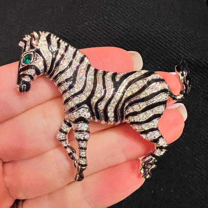 Vintage Zebra Brooch By Cabouchon 1980s