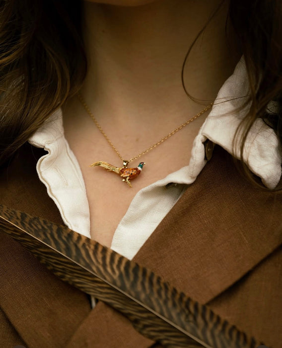 Pheasant drop pendant necklace  by Bill Skinner