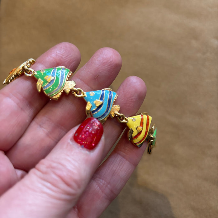 Enamel fish bracelet