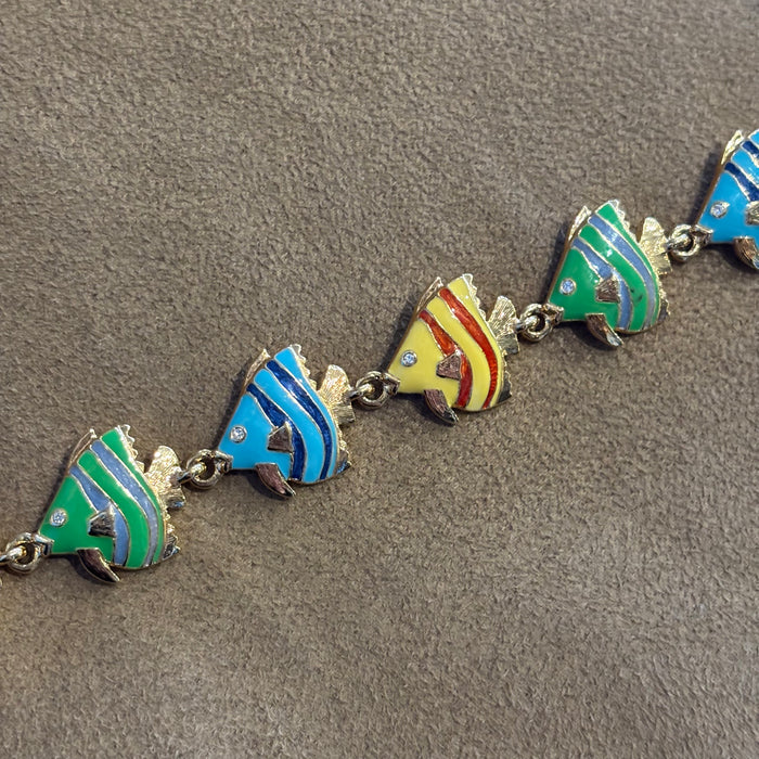 Enamel fish bracelet