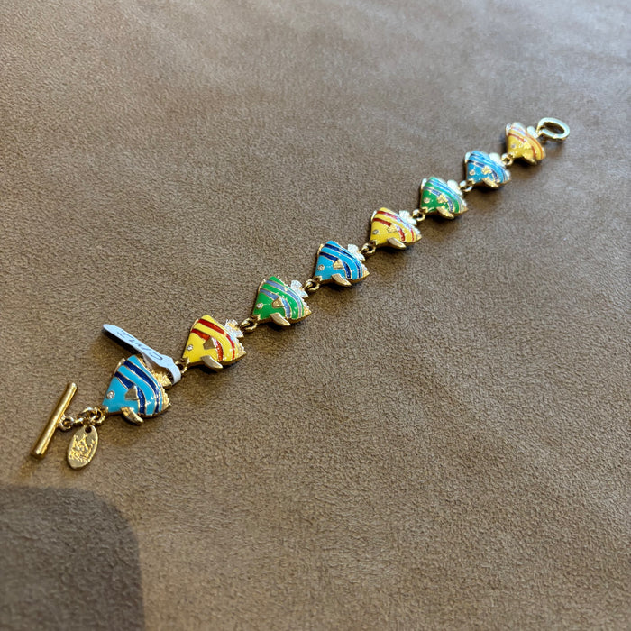 Enamel fish bracelet