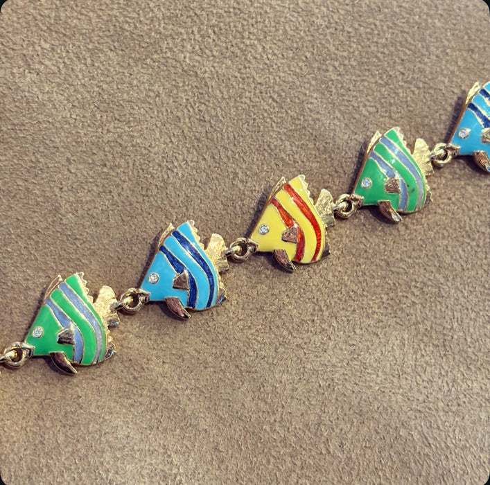 Enamel fish bracelet