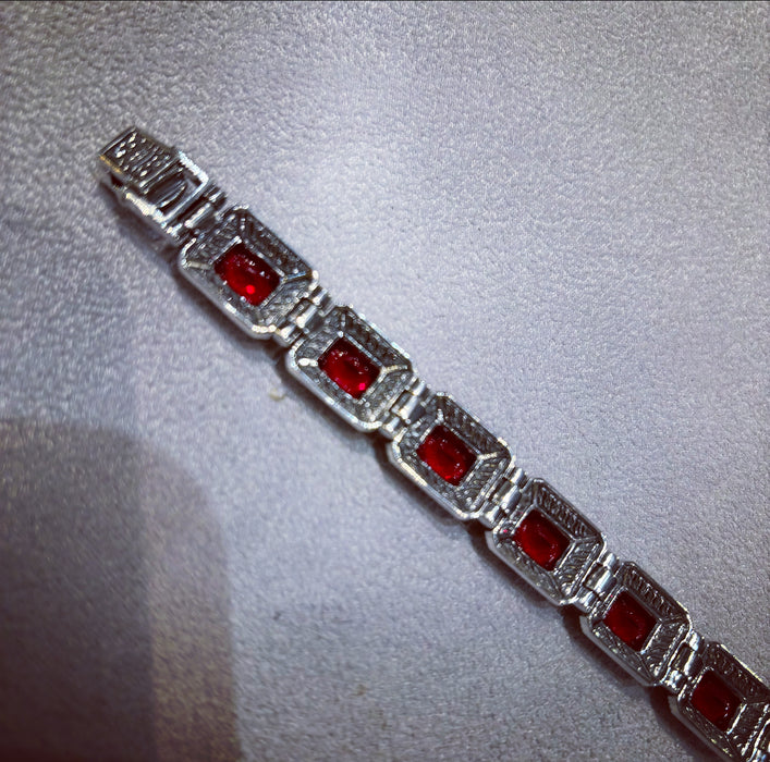 Red Silver Marcasite bracelet