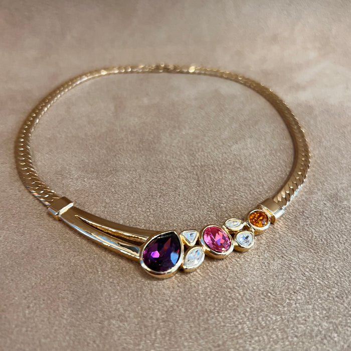 Grossé Vintage Necklace Pink, Purple, Crystal Gold