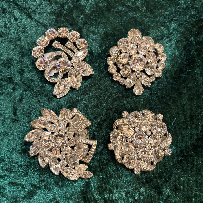 Eisenberg vintage clear leafy diamante brooch