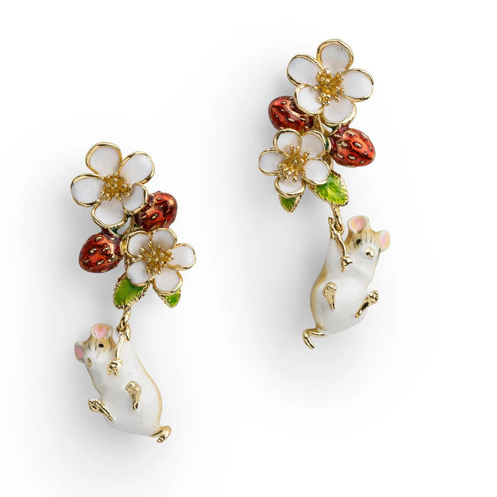 Strawberry Mouse earrings by Bill Skinner