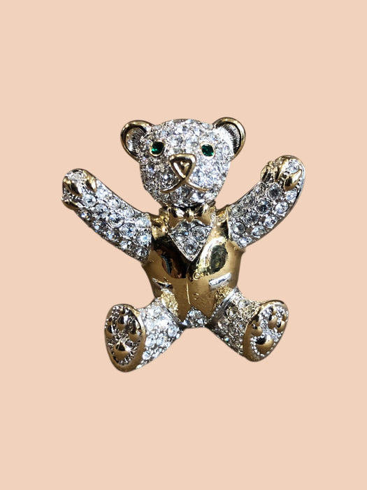Sparkly Teddy Bear Brooch Pin