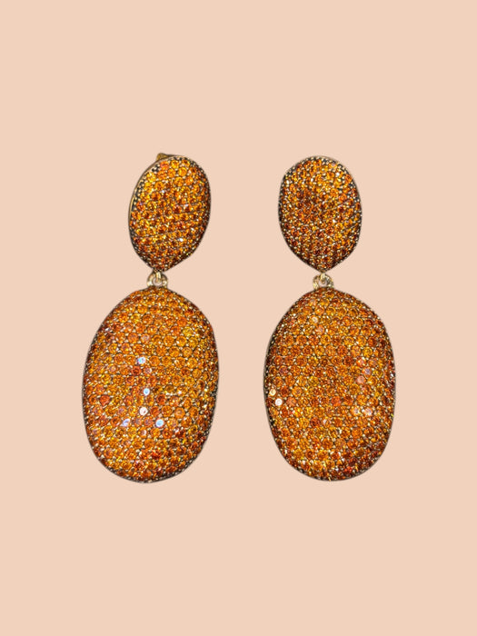 Amber Crystal Pebble Designer Earrings by JCM
