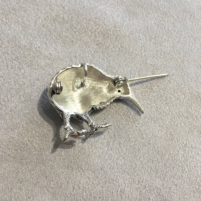Kiwi Brooch Silver Marcasite Pendant Necklace